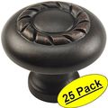 Cosmas 4113orb Oil Rubbed Bronze Rope Scroll Cabinet Hardware Knob 1-3 16 Inch Diameter 25 Pack 