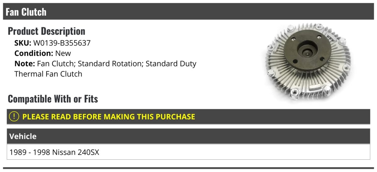 Fan Clutch Standard Duty For 1989 1998 Nissan 240sx Rotation Thermal W0139-b355637