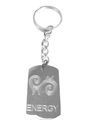 International Symbol For Energy Logo Metal Ring Key Chain Stainless Steel Diamond Engraved Modern Silver Keychain 2 X 1 In Size 