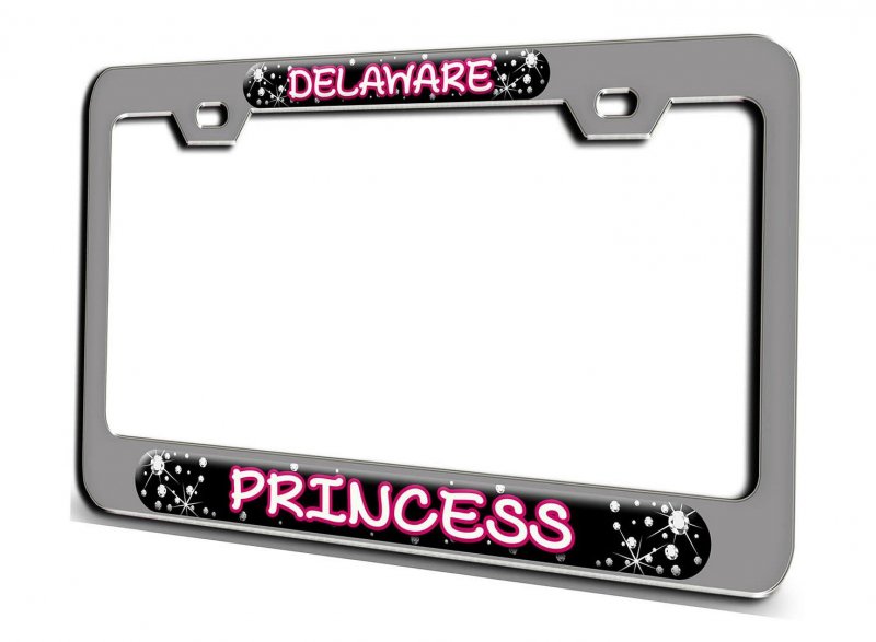 Delaware Princess 3d Metal License Plate Frame Heavy Duty Steel Tag Holder For Auto Suv And Truck Universal Fit 12 X 6 In