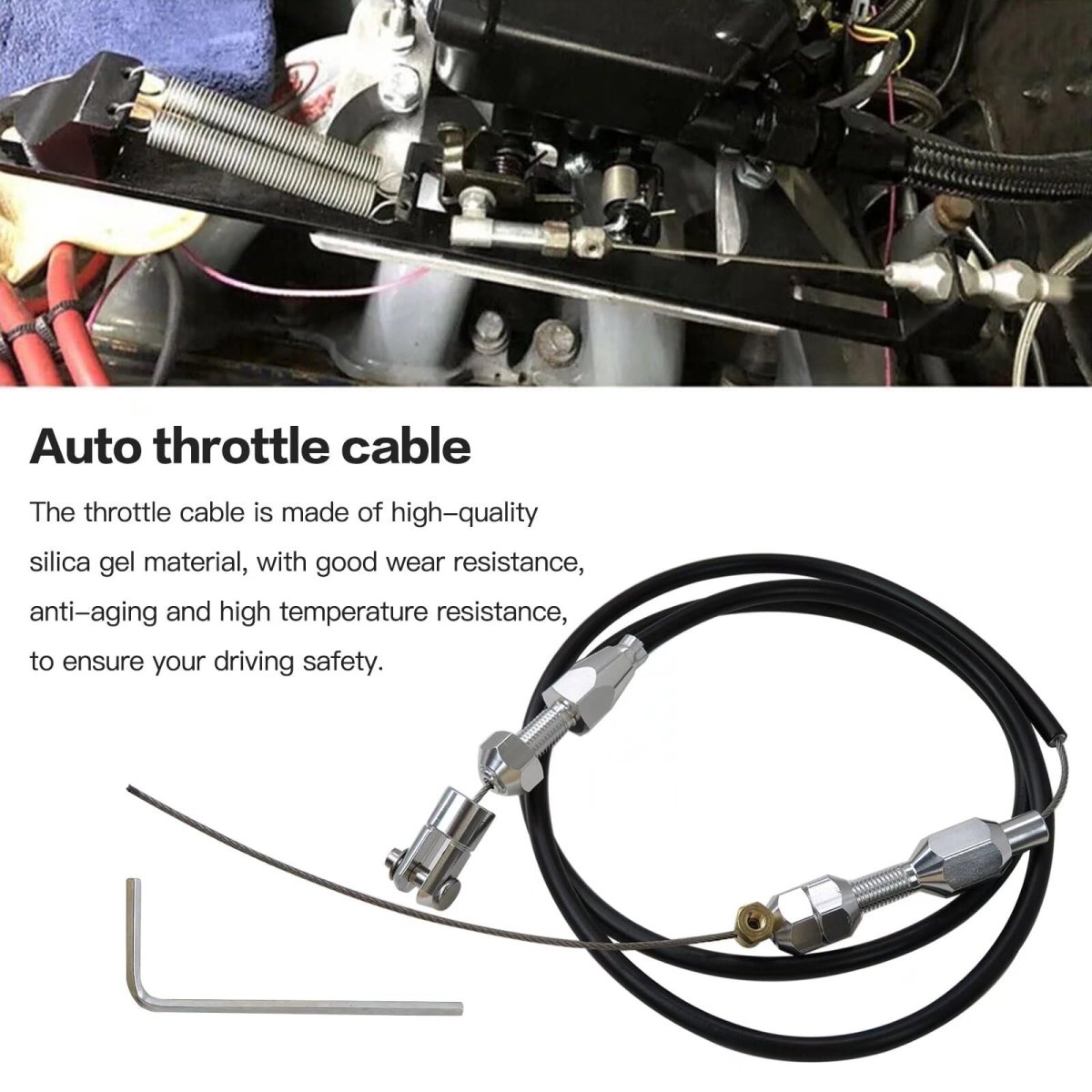 2024 Version 36 Inch Stainless Steel Throttle Gas Cable For 97-07 Chevrolet Chevy Ls1 Engine 4 8l 5 3l 7l 6 0l