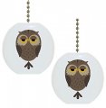 Set Of 2 Cartoon Owl Animal Ceramic Fan Pulls 
