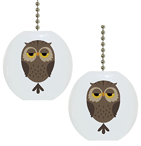 Set Of 2 Cartoon Owl Animal Ceramic Fan Pulls