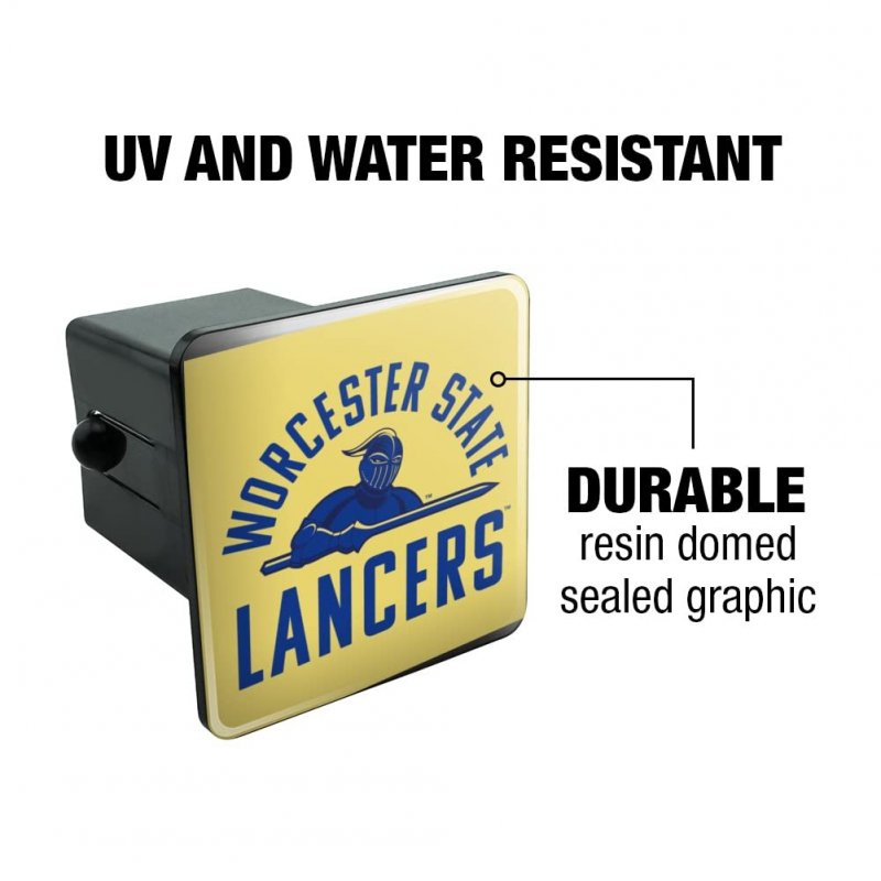 Worcester State University Official Logo Tow Trailer Hitch Cover Plug Insert For 2 In Receivers Black Abs Plastic With Uv