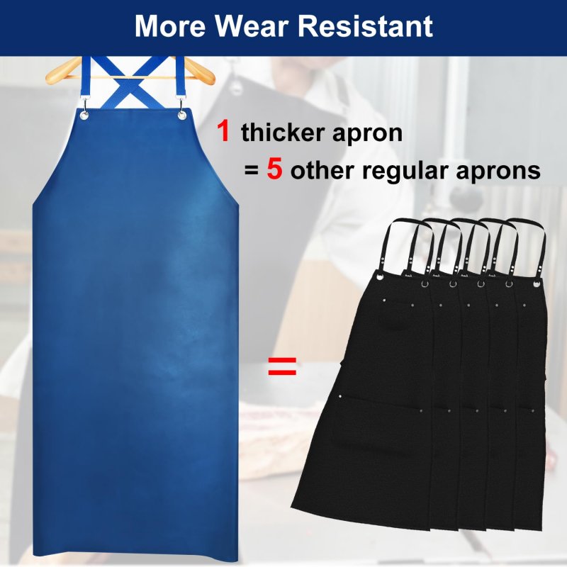 Sheomern Rubber Waterproof Apron 43 Heavy Duty Vinyl Industrial Anti-tear With Adjustable Cross Back Strap For Dishwasher