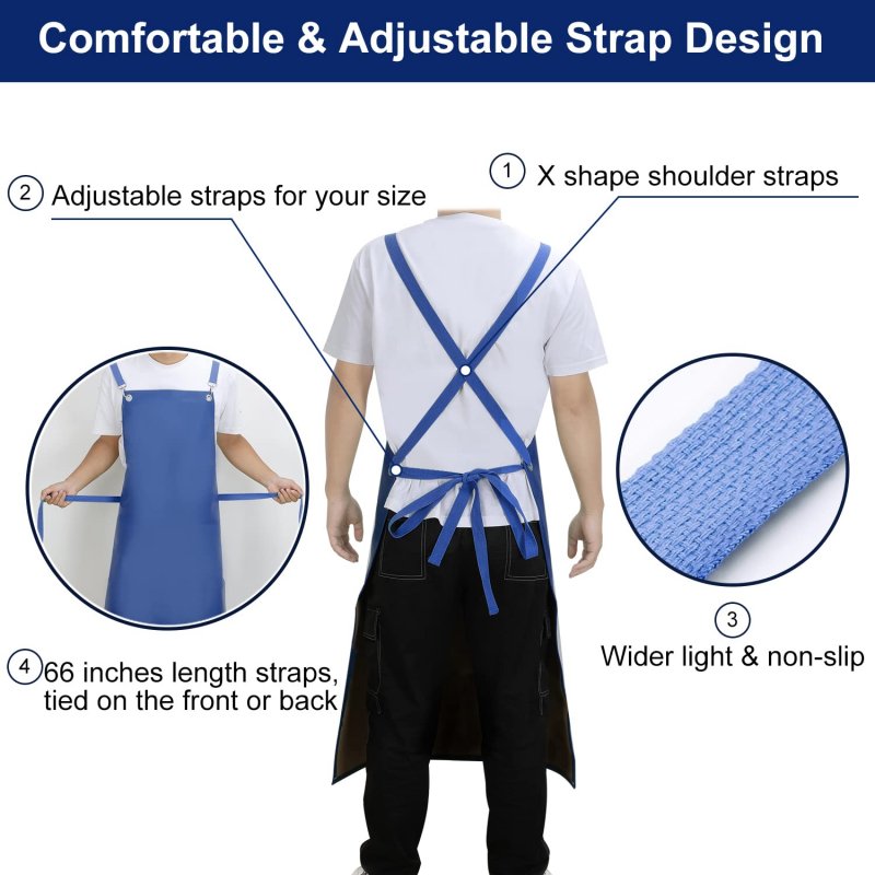 Sheomern Rubber Waterproof Apron 43 Heavy Duty Vinyl Industrial Anti-tear With Adjustable Cross Back Strap For Dishwasher