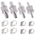 Glarks 12pcs 6 8 10 12 Mm Aluminium Alloy Fuel Non Return One Way Check Valve Hose With Adjustable Clamps Assortment Kit For 