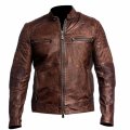 Iii-fashions Cafe Racer Jacket Vintage Biker Retro Motorcycle Quilted Protective Armor Distressed Leather 
