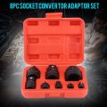 Qiilu Socket Adapter 8pc Convertor Adaptor Reducer Converter Set 1 4 3 8 2