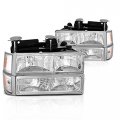 Instyleparts Chevy Fullsize Ck C10 Clear Lens Headlights Parking Lights Corner Set With Chrome Housing 