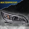 G-plus Headlights Assembly Compatible With Honda Accord 2013 2014 2015 Right Bumper Headlamp Cleara Lensa Black Housinga Ambera