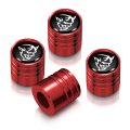 Dodge Demon In Black On Red Cylinder-style Premium Anodized Aluminum Tire Valve Stem Caps Set Of 4 