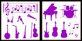 Auto Vynamics Stickerpack-musicset01-20-gpur Gloss Purple Vinyl Detailed Musical Instruments Sticker Pack Features Rock Band 