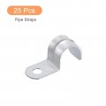 Uxcell 25pcs 5 8 Inch Emt Pipe Straps One Hole Zinc Plated Steel Clamp Reinforced Rib For Conduit And Fixing