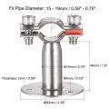 Uxcell Wall Mount Ceiling Pipe Support 304 Stainless Steel Adjustable Strap Clamp For 15-19mm 2pcs