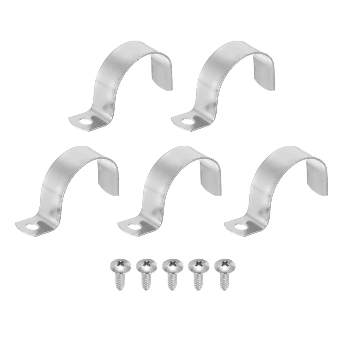 5pcs 1 7 Pipe Strap Hole Clamp 304 Stainless Steel Rigid Conduit U Bracket Heavy Duty With Self-tapping Screws For Tube