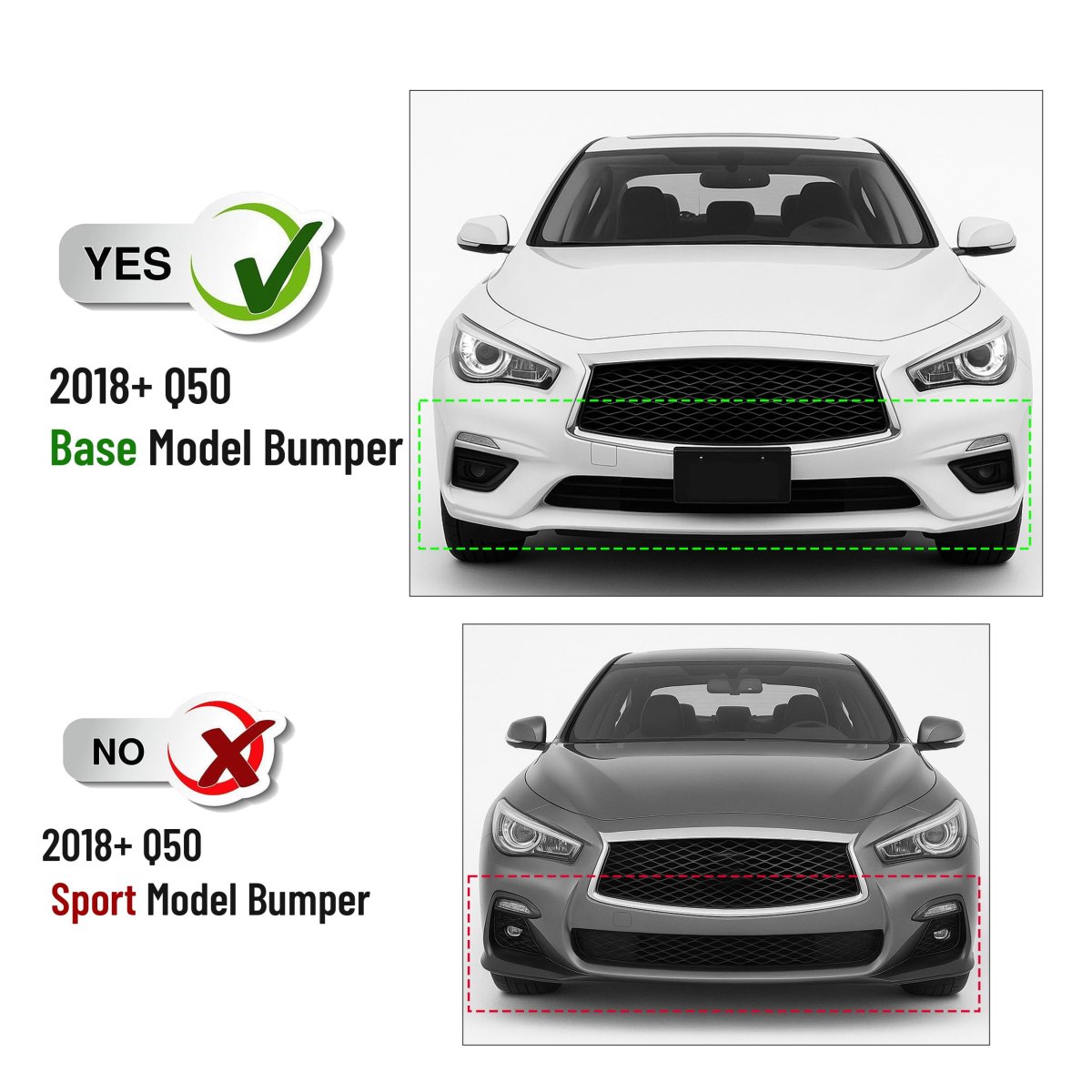 3pcs Front Bumper Lip For 2018-2024 Infiniti Q50 Luxe Base Models Jdm Style Under Chin Spoiler Splitter Diffuser Protector Air