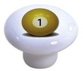 Set Of 2 Billiards 1 Pool Ball Ceramic Cabinet Drawer Knobs 