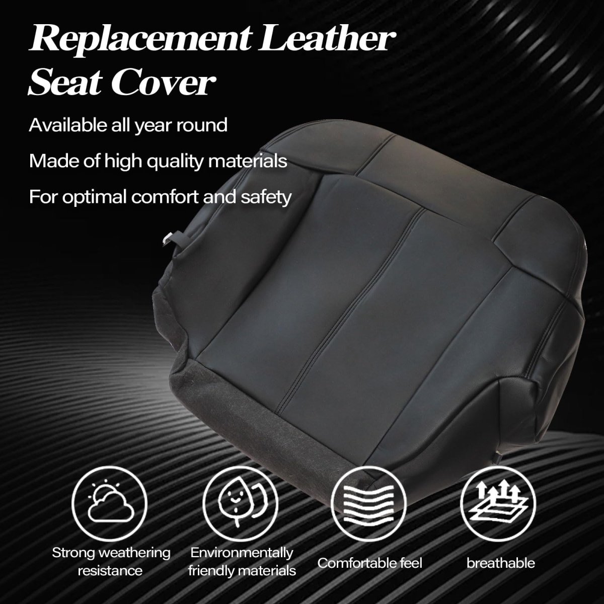 Secos Driver Passenger Side Bottom Black Leather Seat Covers For Chevy Silverado Gmc Sierra 1999 2000 2001 2002
