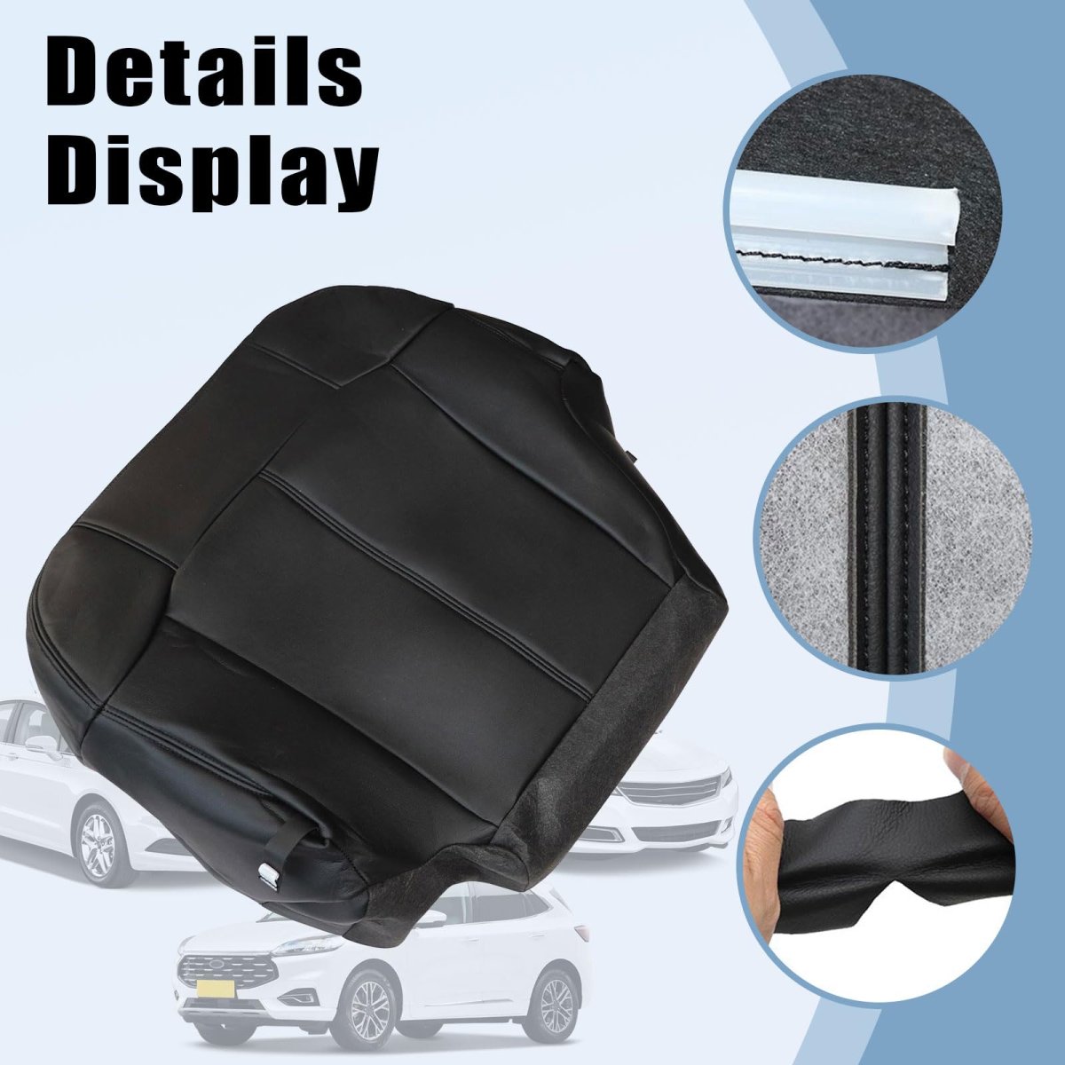 Secos Driver Passenger Side Bottom Black Leather Seat Covers For Chevy Silverado Gmc Sierra 1999 2000 2001 2002