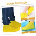 Doitool 4 Pairs Latex Shoe Covers Cycling Accessories Silicones Cover Reusable Boot Cover Overshoe Emulsion Yellow Outdoor