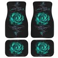 Suhoaziia Turquoise Rose Car Floor Mats For Women Girls All Weather Heavy Duty Rubber Protection Rugs4 Pcs Universal Fit Suv 