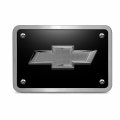 Ipick Image Made For Chevrolet 3d Gunmetal Dark Gray Logo On Black Billet Aluminum 2-inch Tow Hitch Cover