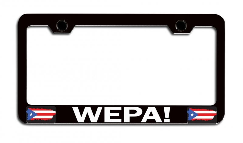 Wepa Puerto Rico Rican Black Steel License Plate Frame Heavy Duty All Weather Powder Coated Tag Holder For Suvs Autos And