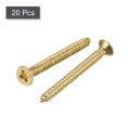 Uxcell Brass Wood Screws M4x40mm Phillips Flat Head Self Tapping Connector For Door Cabinet Wooden Furniture 20pcs