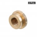 Uxcell Knurled Thumb Nuts 2pcs M10 X D20mm H12mm Brass Nut With Collar High Head Blind Hole For 3d Printer Parts