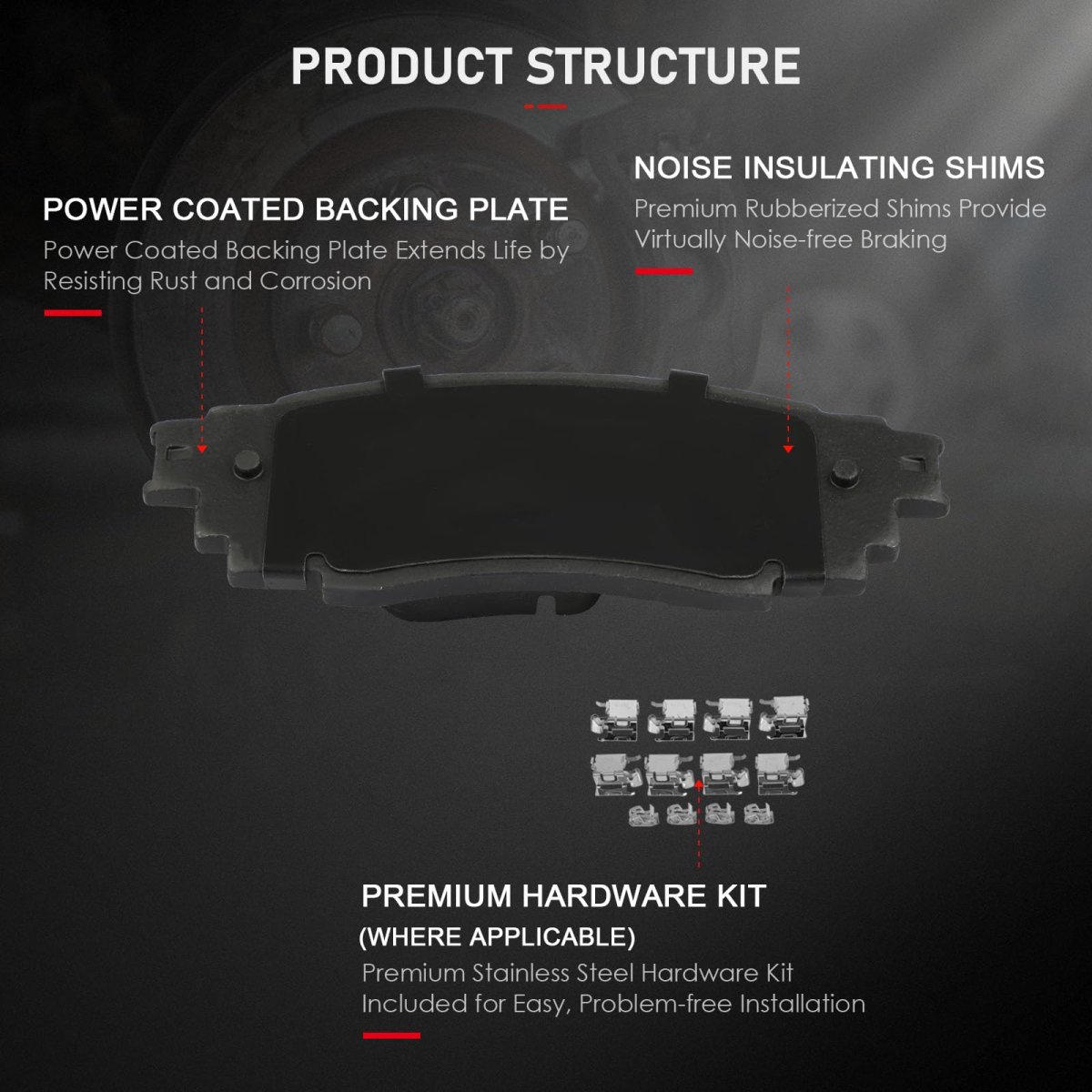 D1879 D1324 Brake Pads Set Front And Rear For Lexus Rx350 Rx350l Rx450h Rx450hl Toyota Avalon Trd Camry With Hardware