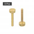 Uxcell 5pcs Brass Knurled Thumb Screws M3x20mm Flat Grip Bolt Knobs Fasteners For Electronic Mechanical
