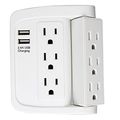 Ecoplugs Rotate Adapter With Usb Ports 6 Outlets 3 Swivel Wall Power Strip 2 Charging 