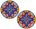 Set Of 2 Mexican Talavera Pattern 7 Ceramic Cabinet Drawer Knobs 