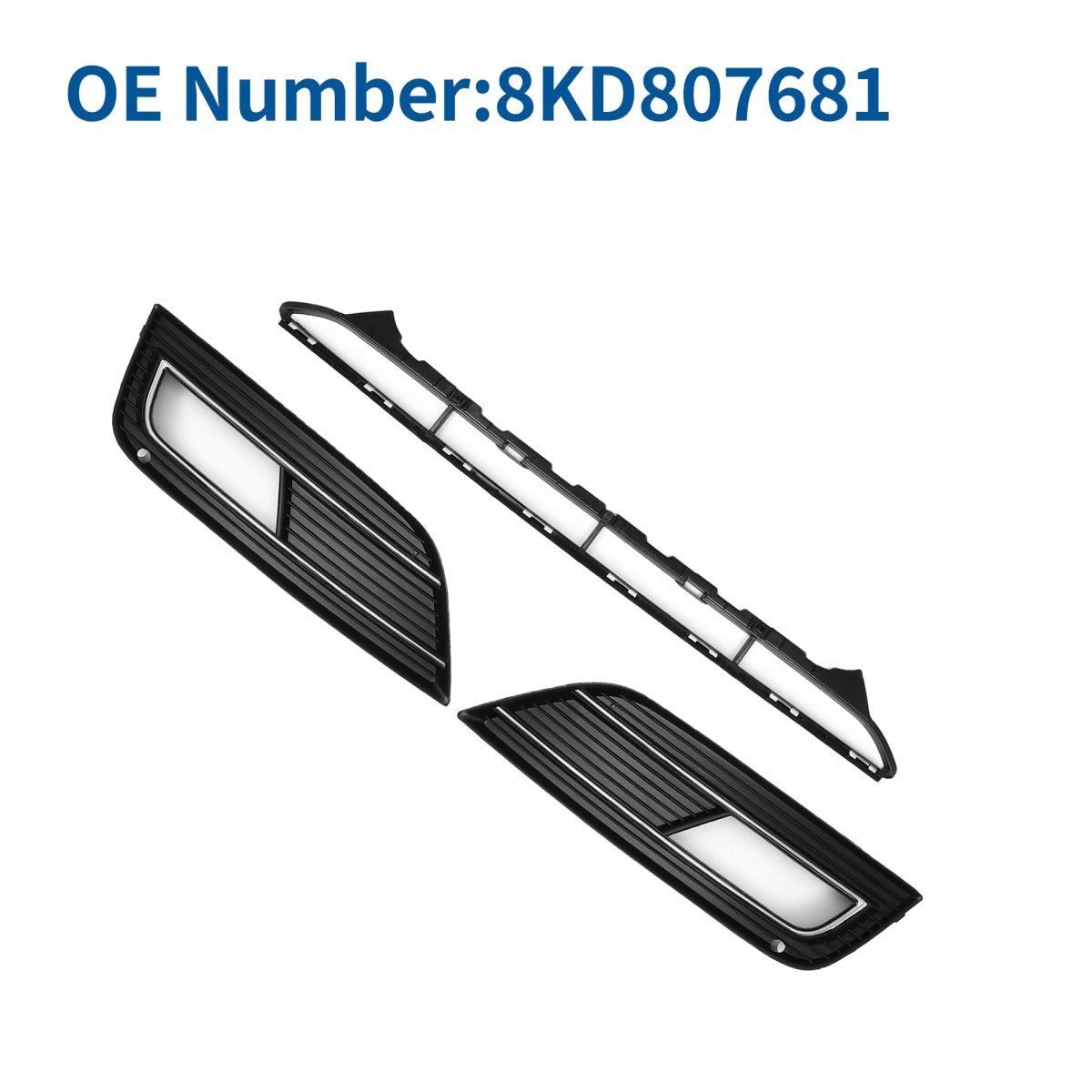 Front Lower Hood Bumper Grille And Fog Light Cover For Audi A4 B8pa 2013 To 2015 Black Abs Plastic No 8kd807681 1 Set