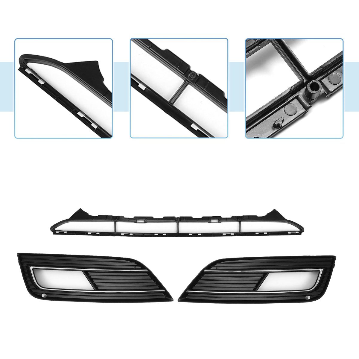 Front Lower Hood Bumper Grille And Fog Light Cover For Audi A4 B8pa 2013 To 2015 Black Abs Plastic No 8kd807681 1 Set