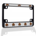 Fastasticdeals Metal Insert Bike License Plate Frame Animal Tigers Mascot Weatherproof Motorcycle Accessories Black 4 Holes 