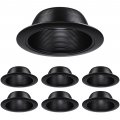 Torchstar 6 Inch Recessed Light Black Baffle Trim With Detachable Ring Full Metal Ceiling Can For Fit Halo Juno Remodel Housing 