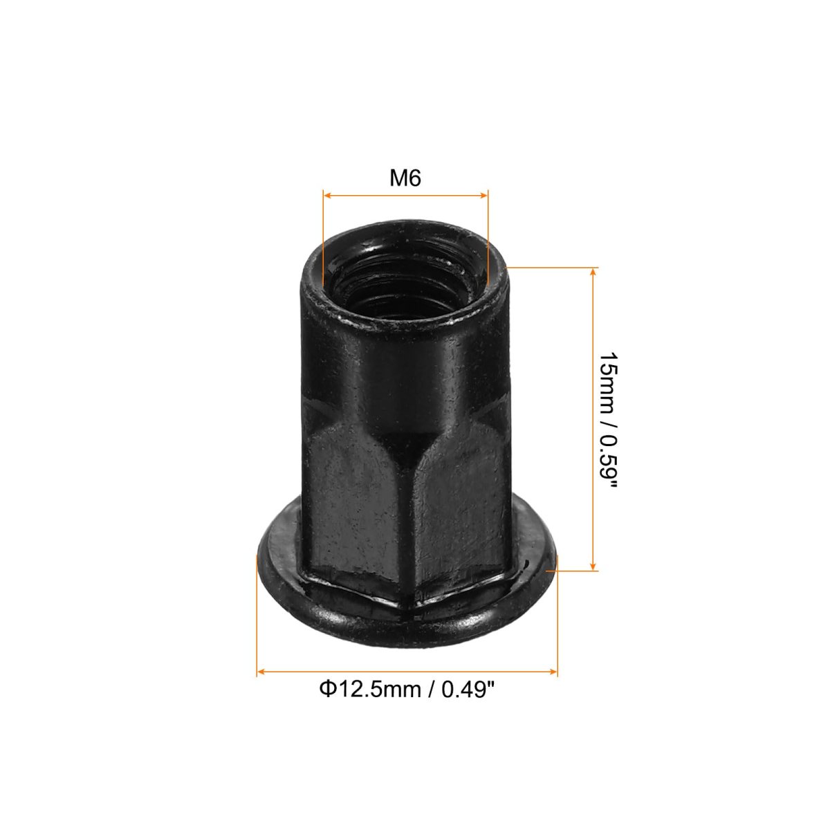 M6 Rivet Nuts Thread Half Hexagonal Carbon Steel Flat Head Threaded Nut 60pcs