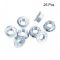 Uxcell 3 8 -16 Serrated Flange Hex Lock Nuts Carbon Steel Zinc Plated 25pcs