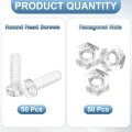 50 Sets Clear Acrylic Screws And Nuts Kit M5 X 15mm Pc Transparent Round Head Phillips Bolts With Hex For Machine Electronic