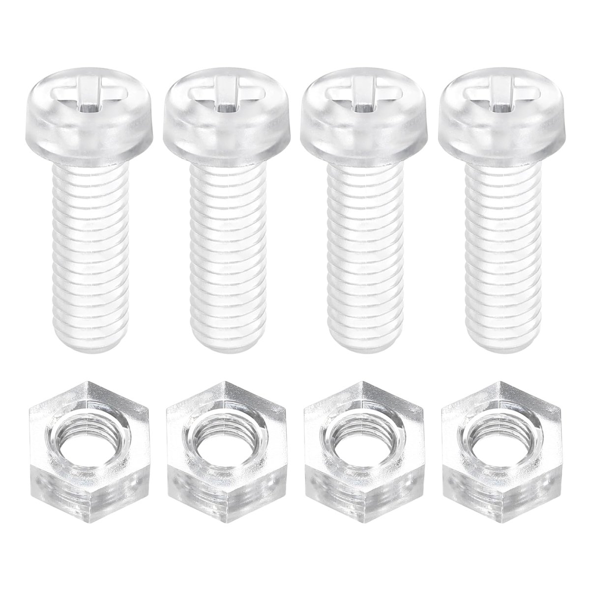 50 Sets Clear Acrylic Screws And Nuts Kit M5 X 15mm Pc Transparent Round Head Phillips Bolts With Hex For Machine Electronic