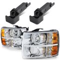Headlights Assembly And Mount Brackets Set For 2007 2014 Chevy Silverado 1500 2500hd 3500 Driver Passenger Side Chrome Housing 