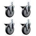 Swivel Square Stem Caster Set 4 W 5a X 1 25a Gray Thermoplastic Rubber Wheel 3a 2a With 17 64a Diameter Mounting Holes Includes 