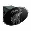 Carved Firefighter American Flag Axe Oval Tow Trailer Hitch Cover Plug Insert
