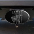 Carved Firefighter American Flag Axe Oval Tow Trailer Hitch Cover Plug Insert