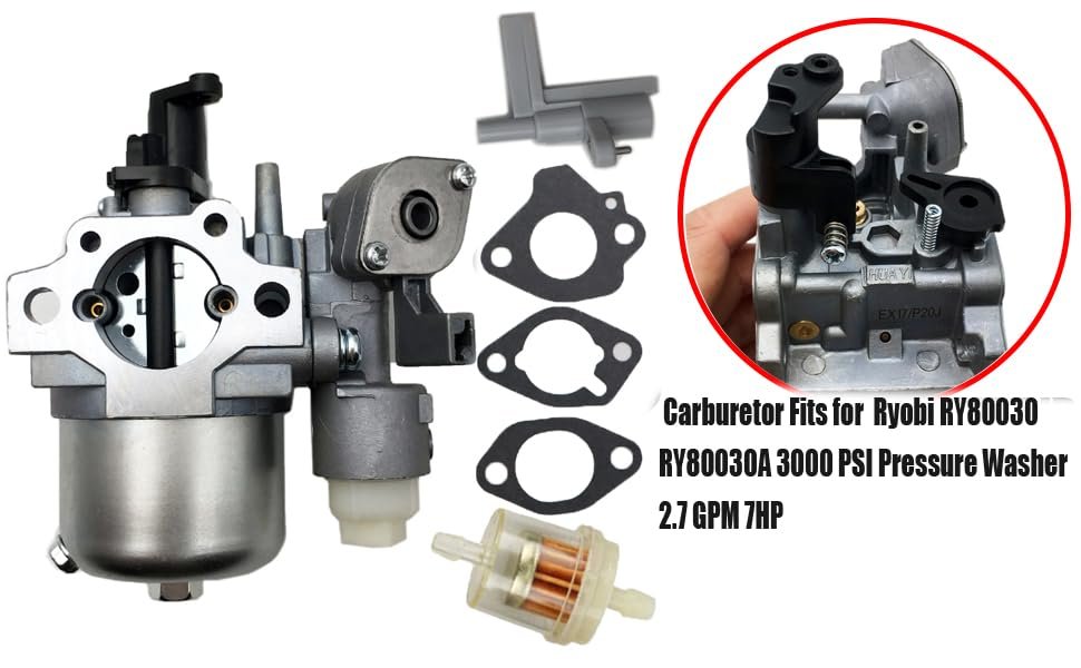 Carburetor For Ryobi Ry80030 Ry80030a 3000 Psi Pressure Washer 2 7 Gpm 7hp Replacement Kit With Gasket