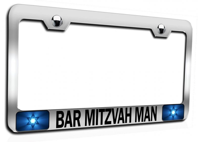 Bar Mitzvah Man Jewish Israel Chrome Metal License Plate Frame Tag Holder M35