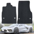 Floor Mats Carpet For Chevrolet Corvette C8 2020 2025 Black Velour And Plastic Interior Front Rear Second Row 2 Piece Set 