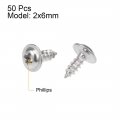 Uxcell 2x6mm Self Tapping Screws Phillips Pan Head With Washer Screw 304 Stainless Steel Fasteners Bolts 50pcs